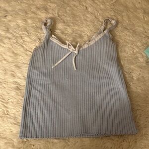 Women's Light Blue Ribbed Tank Top